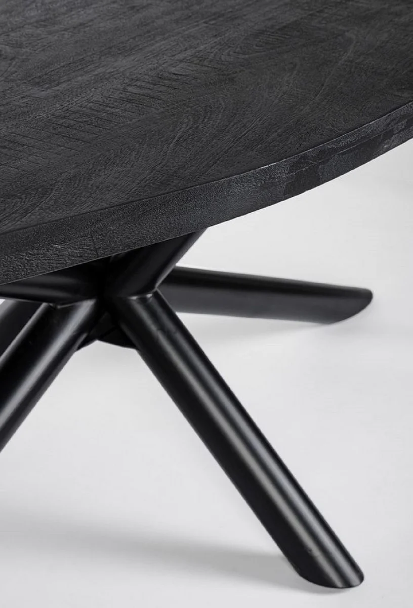 Luxury dining table black 200 x 110 x H. 76 cm - Oval kitchen table with solid wood table top and powder-coated steel legs - Dining room furniture - Kitchen furniture - Luxury furniture