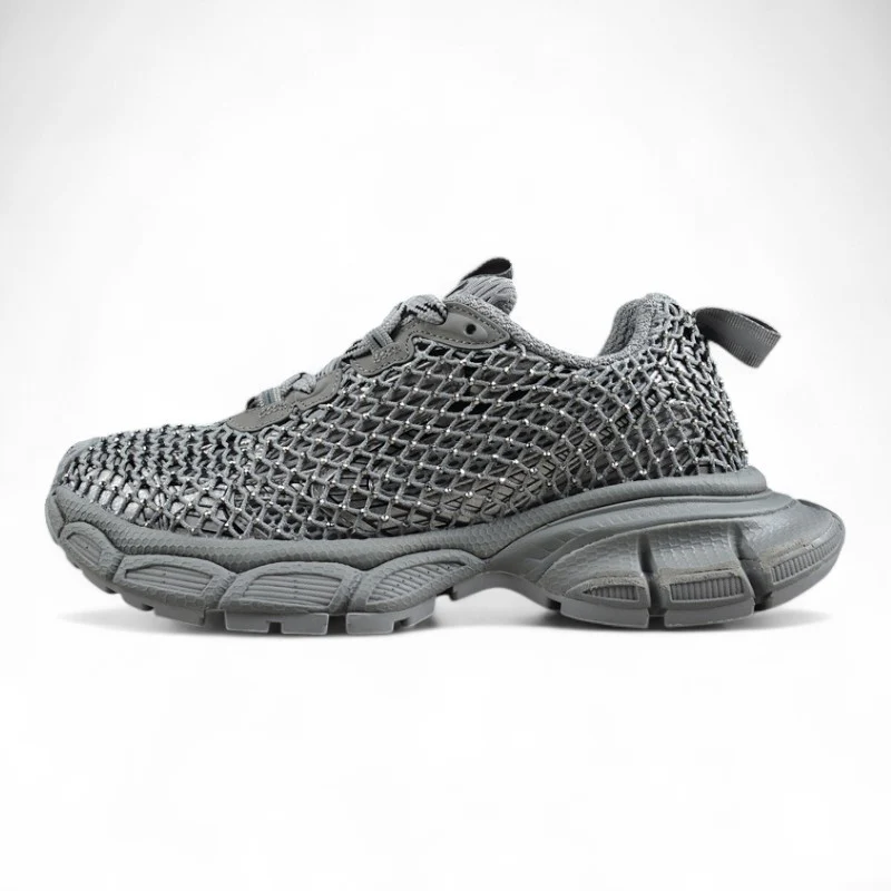 Balenciaga 3XL Fishnet Sneakers – Silver - Sneaker Replica Workshop