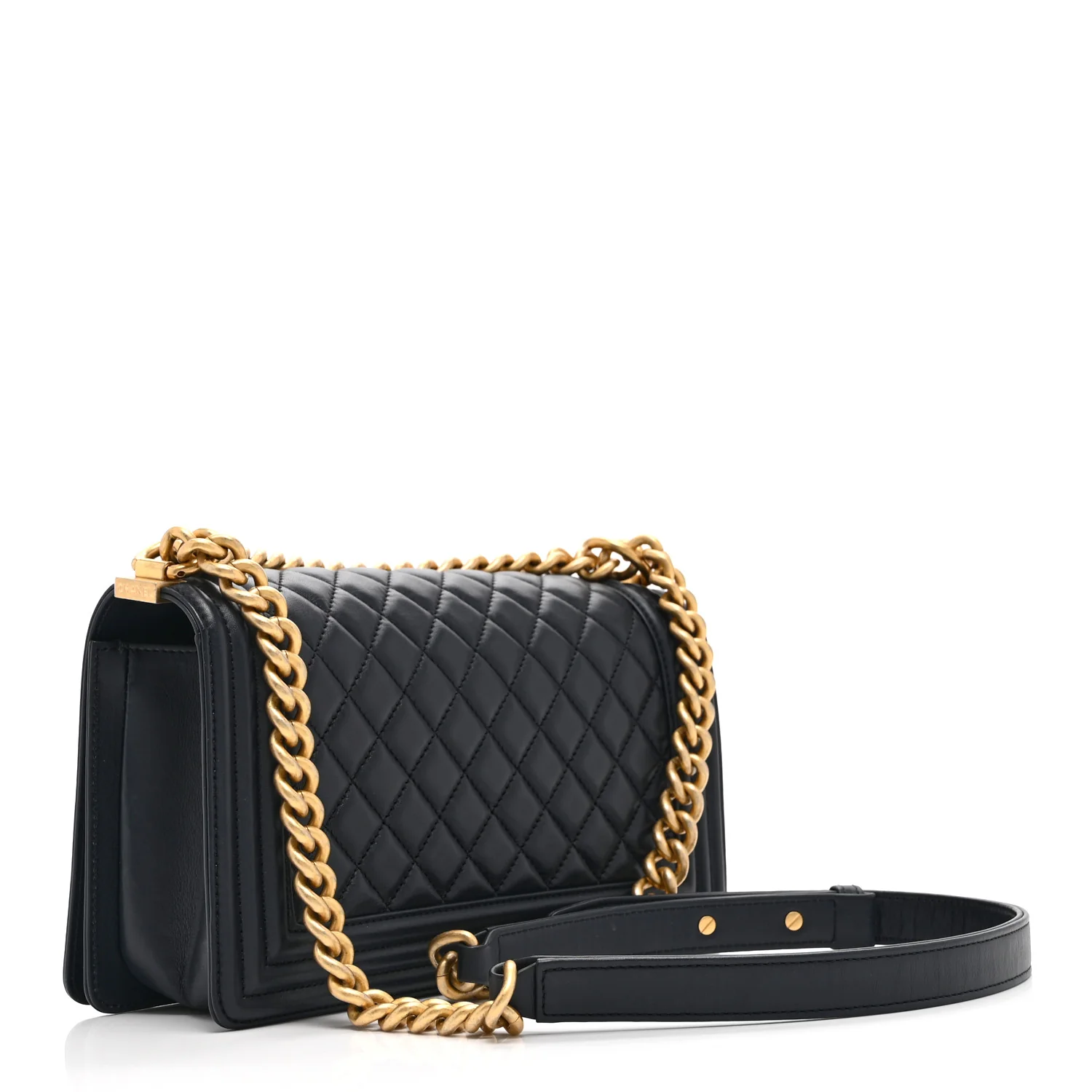 Lambskin Quilted Medium Boy Flap Dark Navy - Top Club