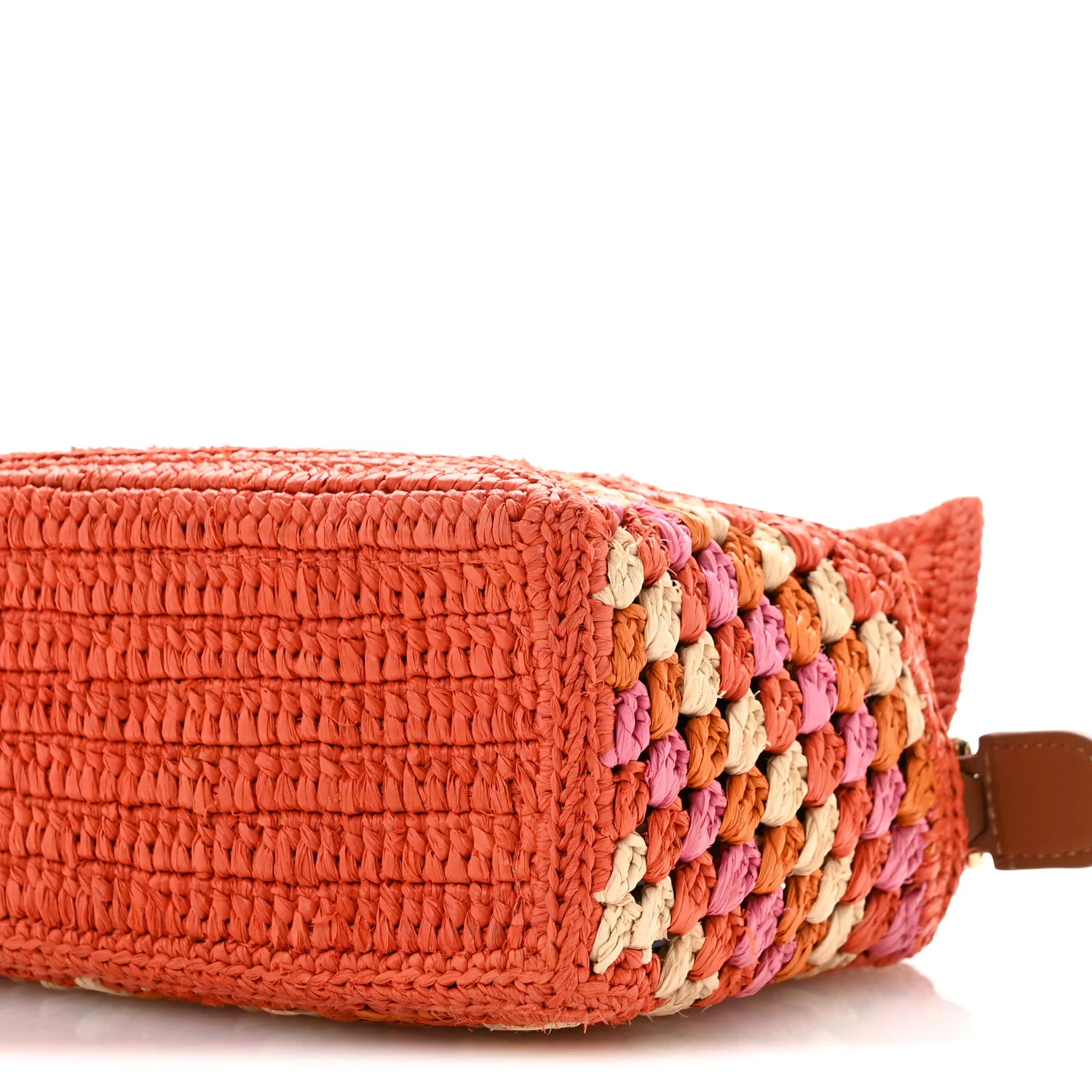 Raffia Crochet Paula's Ibiza Mini Puzzle Edge Bag Bright Orange Pink - Top Club