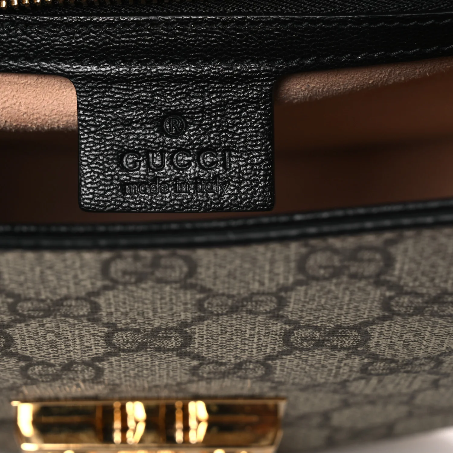 GG Supreme Monogram Calfskin Small Padlock Messenger Shoulder Bag Beige Black Cuir - Top Club