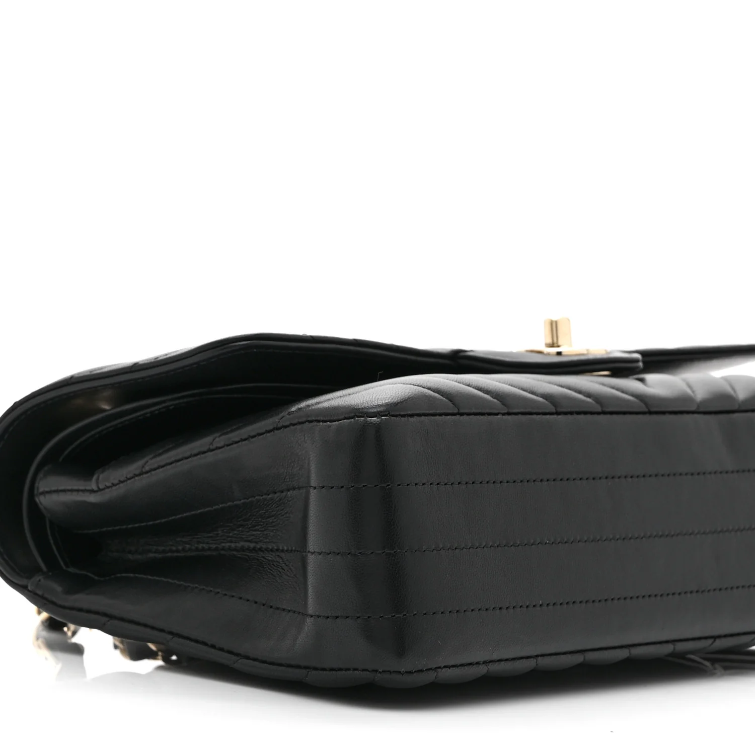 Lambskin Chevron Quilted Medium Double Flap Black - Top Club
