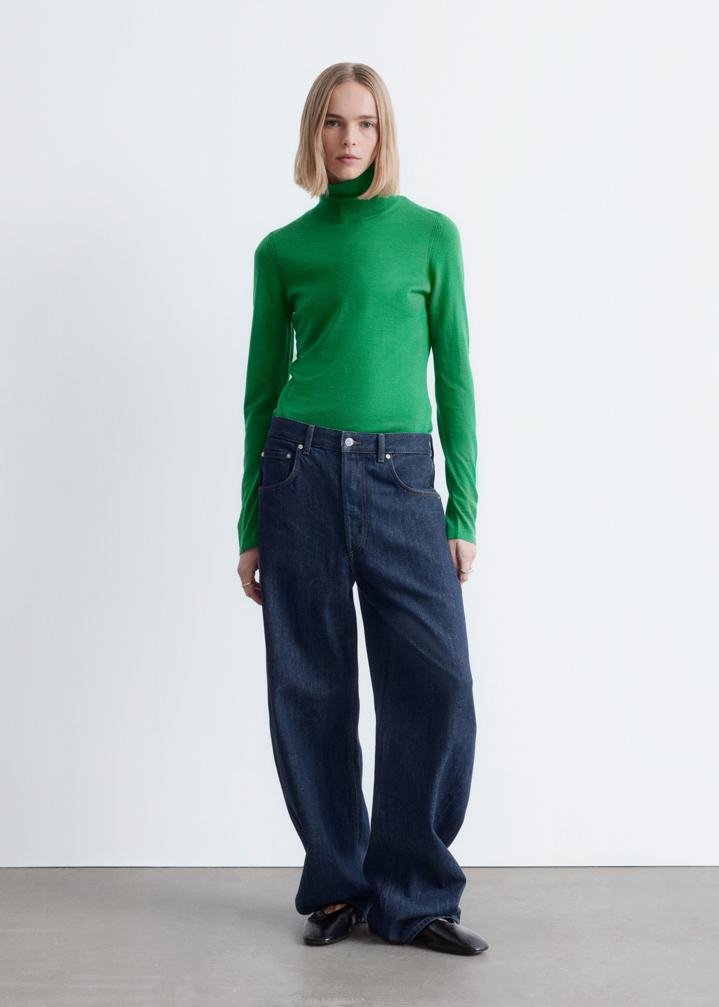 & Other Stories MERINO WOOL POLO NECK TOP