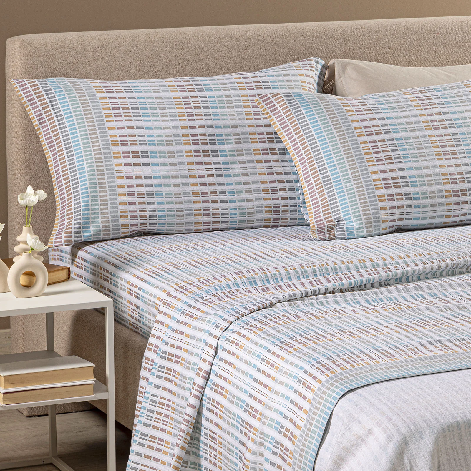 Completo Lenzuola In Flanella Norvegia Flanella King Grigio Caleffi