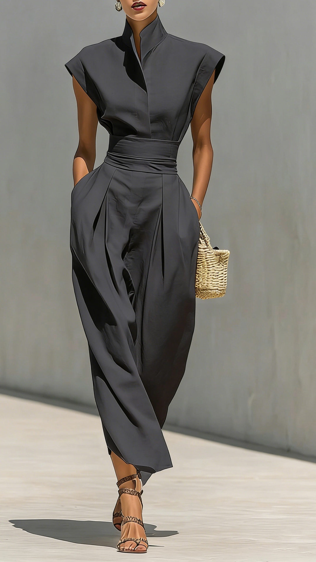 Women's high-waisted midi skirt, turtleneck loose top, commuter dress - Nordfashionstorm - Women's Clothing, Fashion for You - Nordfashionstorm.com