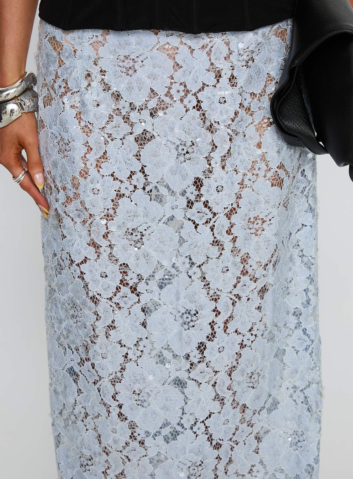 Carman Lace Midi Skirt Blue