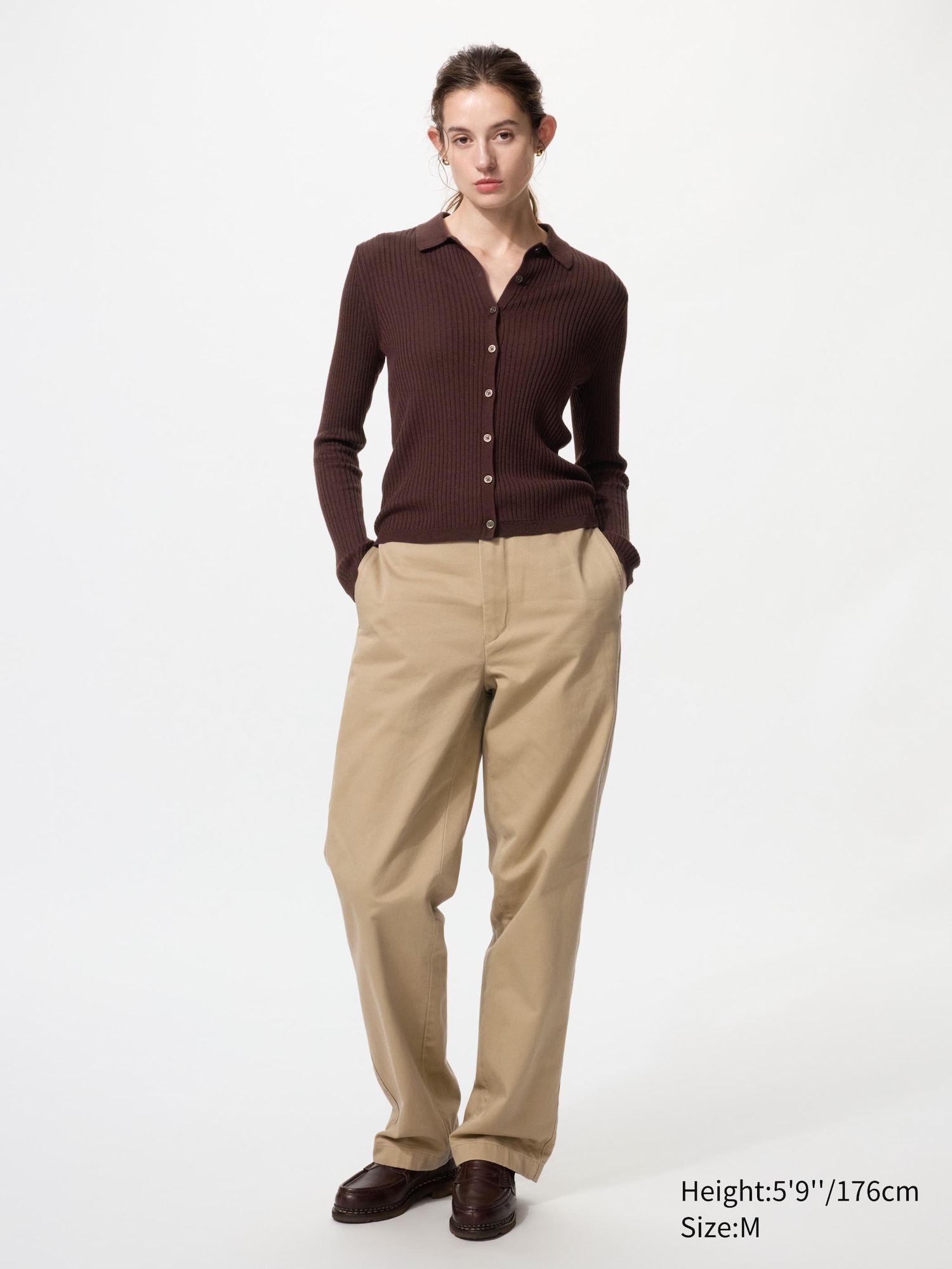 Merino Blend Ribbed Polo Cardigan