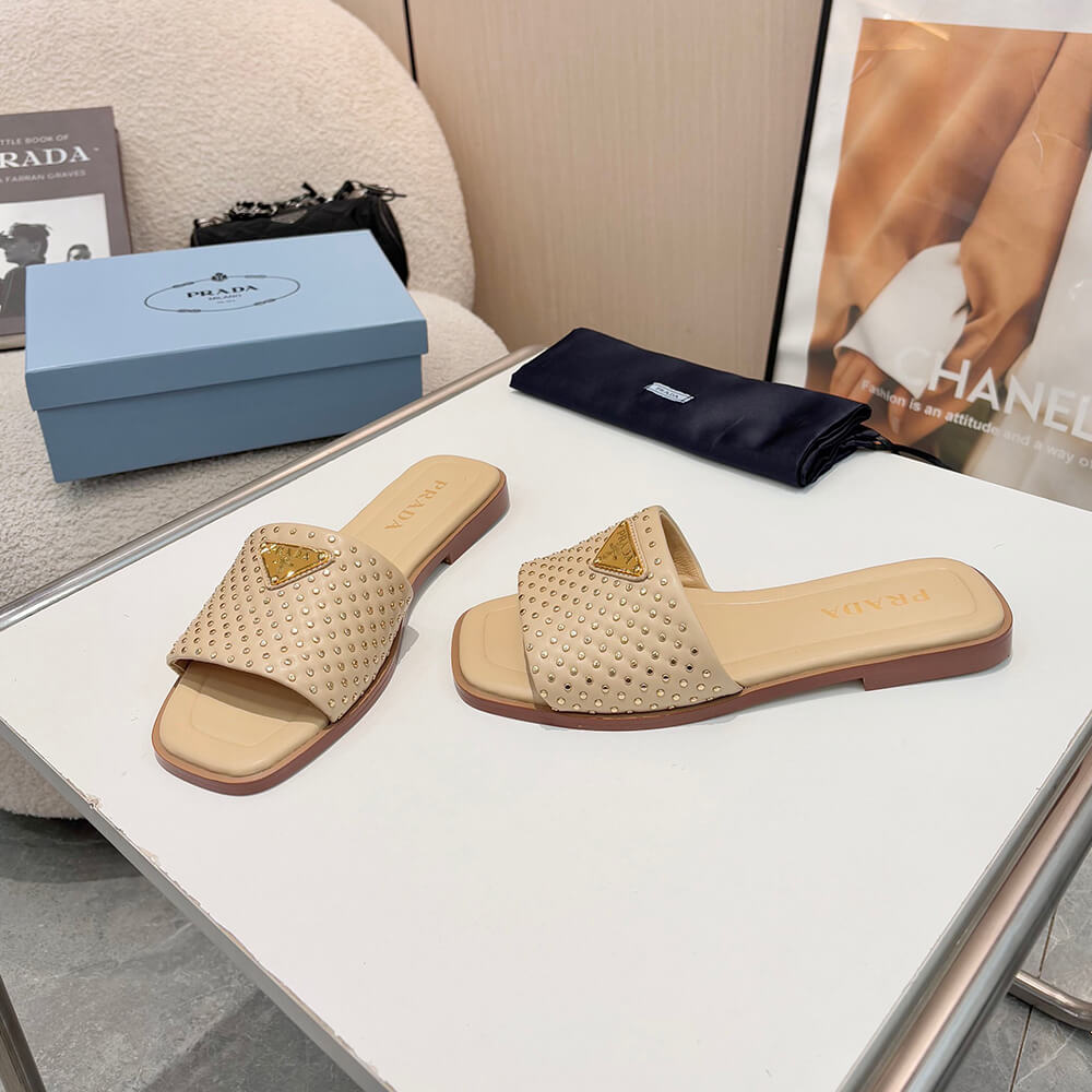 Prada Nappa leather slides with studs - Top Club