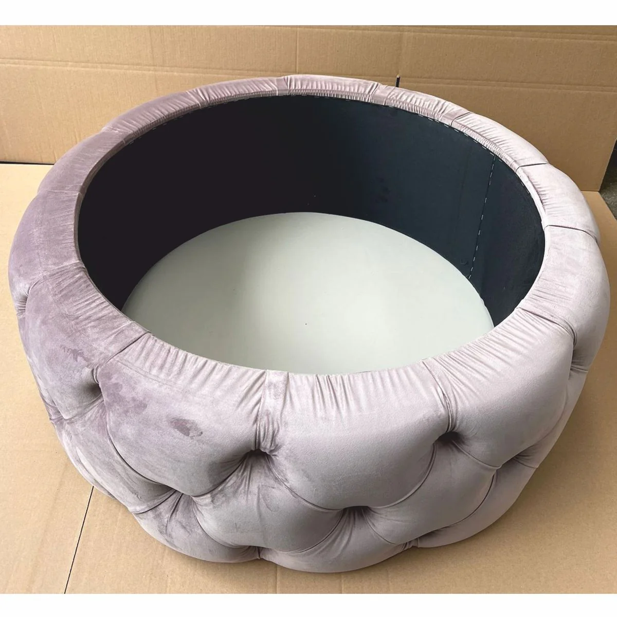 Luxury Chesterfield round stool with storage space gray Ø 100 x H. 45 cm