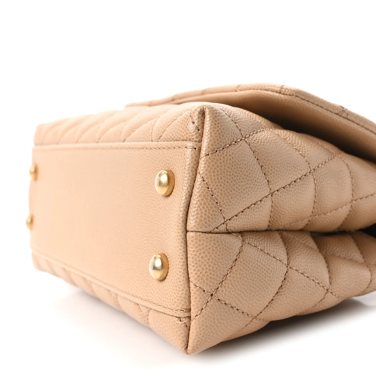 Caviar Quilted Mini Coco Handle Flap Beige - Top Club