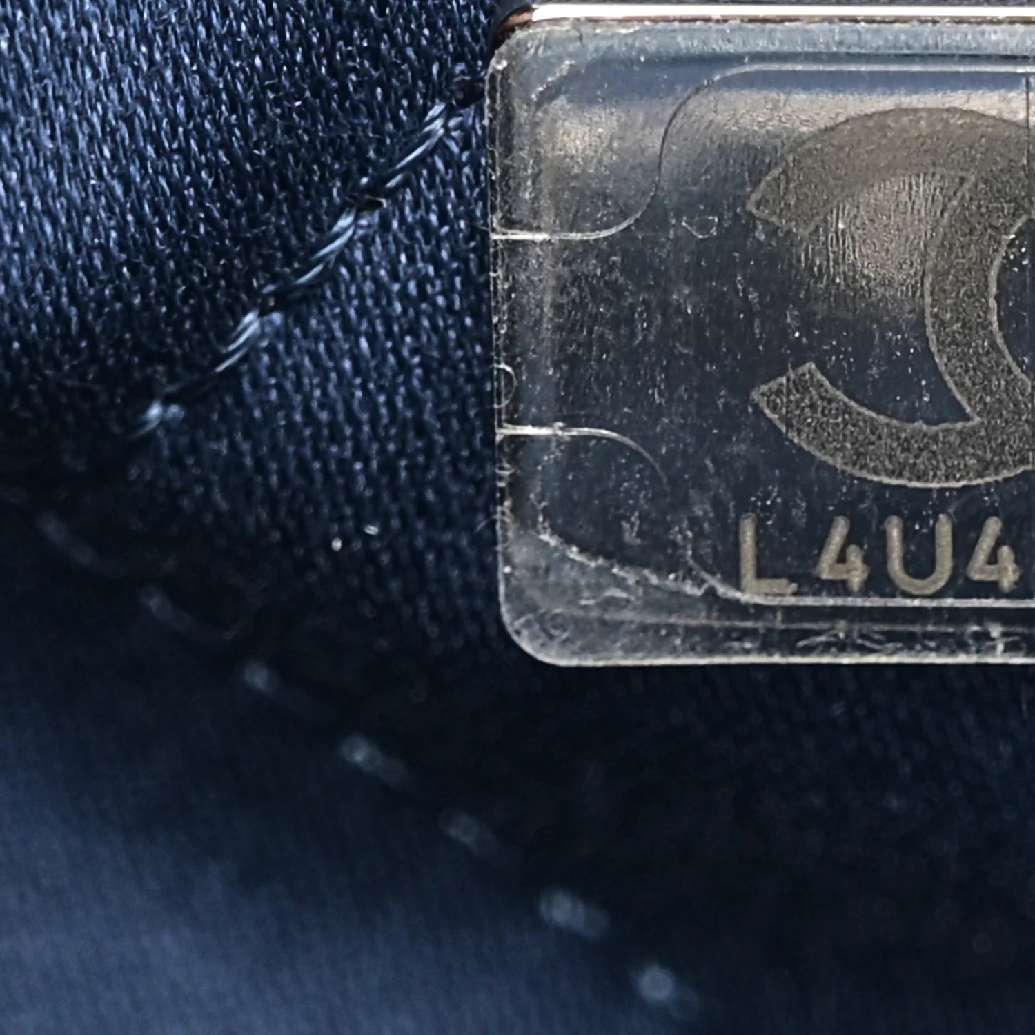 Washed Denim Logo Embroidered Mini Chanel 22 Blue - Top Club