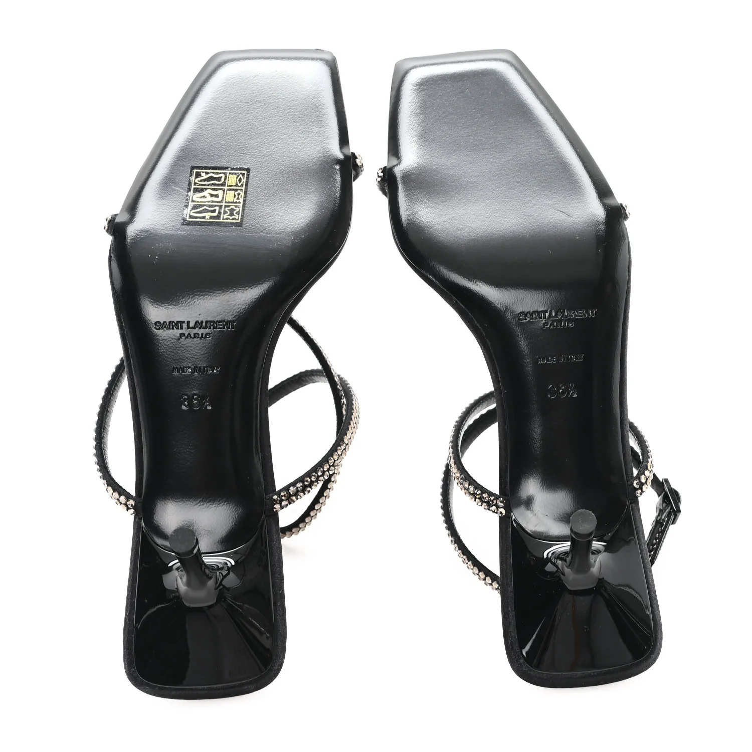Crepe Satin Baliqua 55 Vett Ankle Strap Sandals 36.5 Black - Top Club