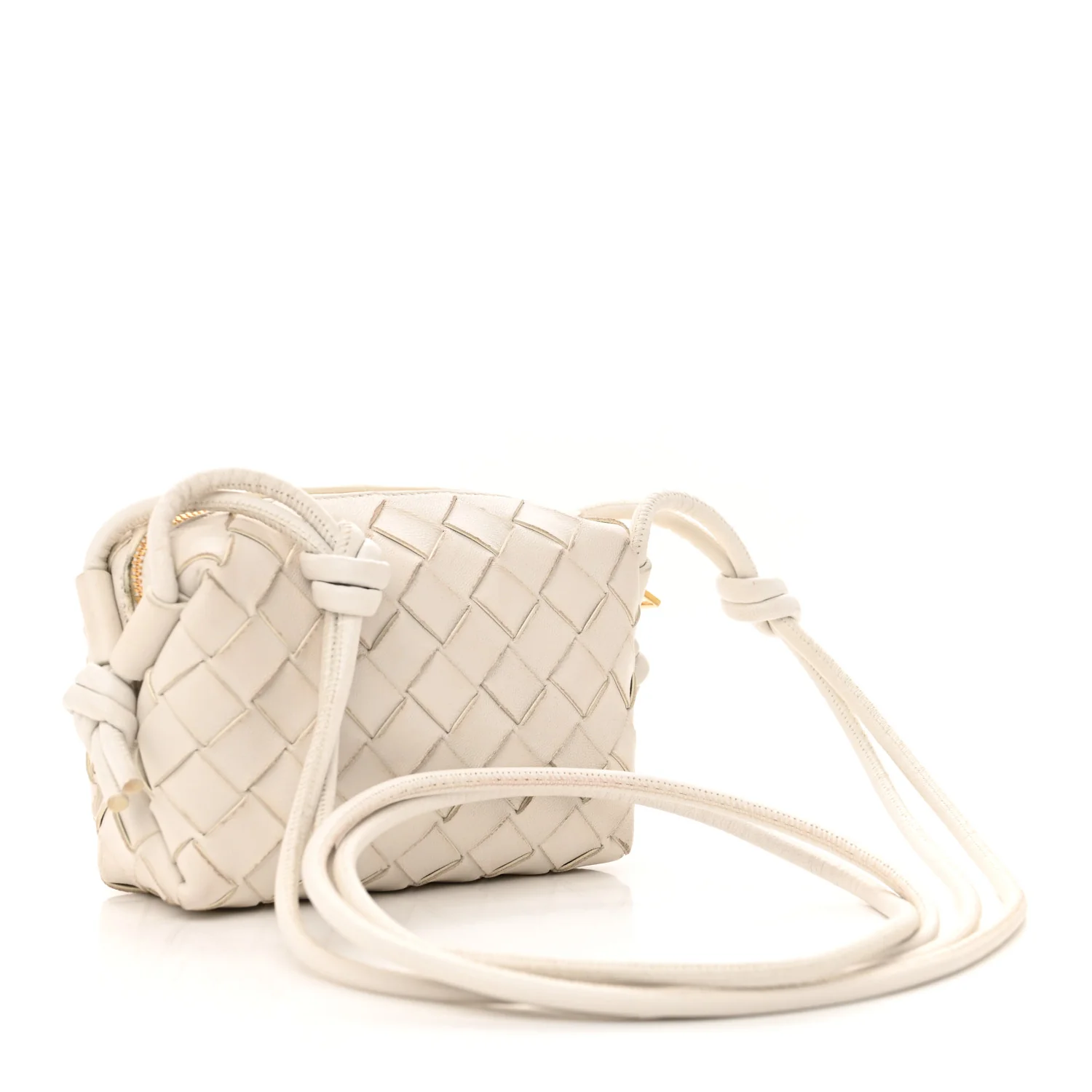 Nappa Intrecciato Candy Loop Camera Bag White - Top Club