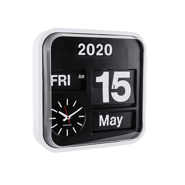 Wall clock Big Flip white casing, black dial