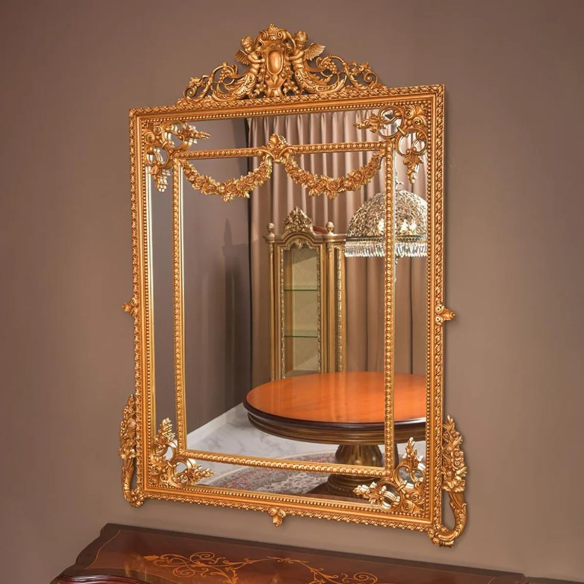 Luxury baroque mirror gold H. 158 cm - Magnificent baroque style wall mirror - Made in Italy
