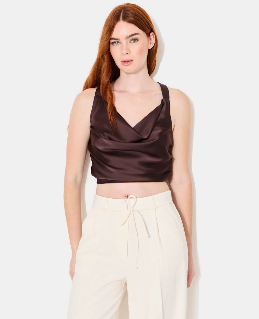 Pimkie Top en satin col bénitier bretelles croisées dos