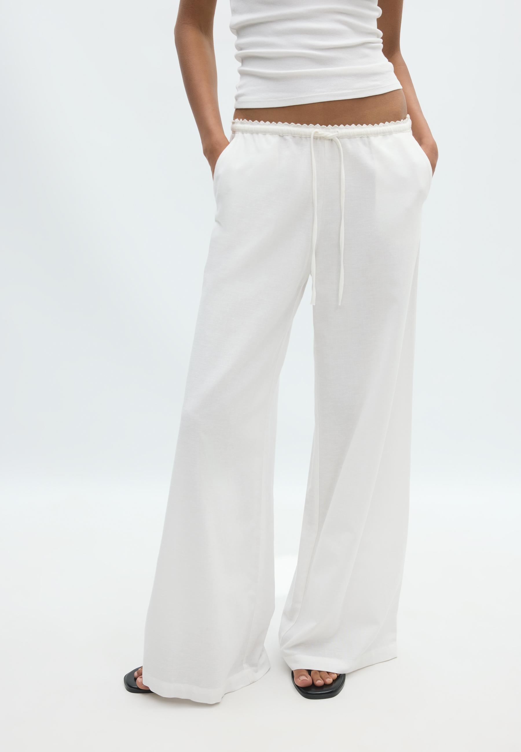 WIDE-LEG LINEN-EFFECT TROUSERS