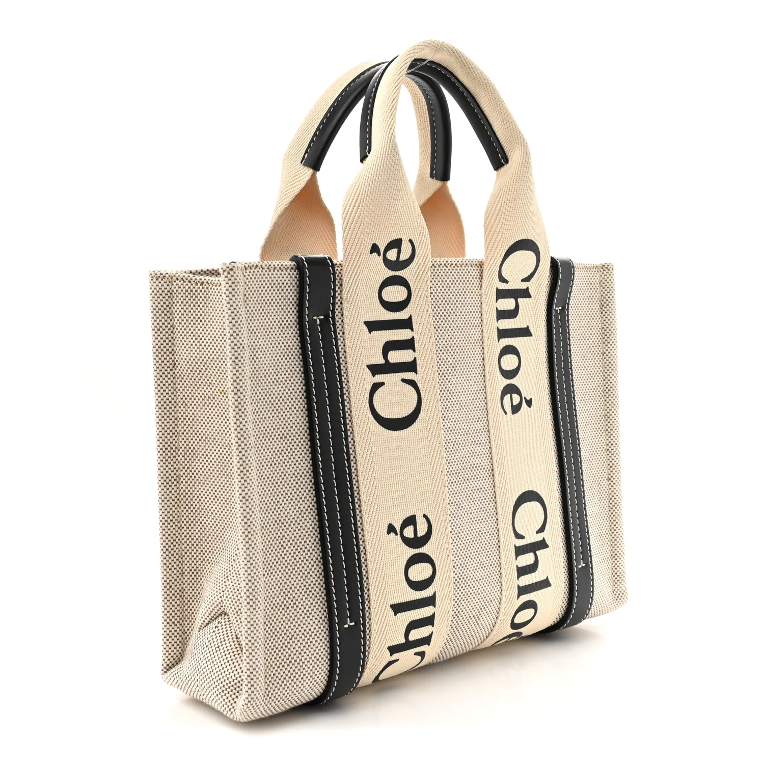 Cotton Calfskin Small Woody Ribbon Tote White Blue - Top Club