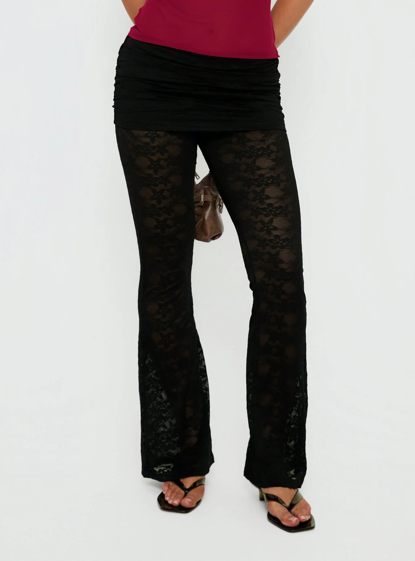 Gogo Lace Flare Pants Black