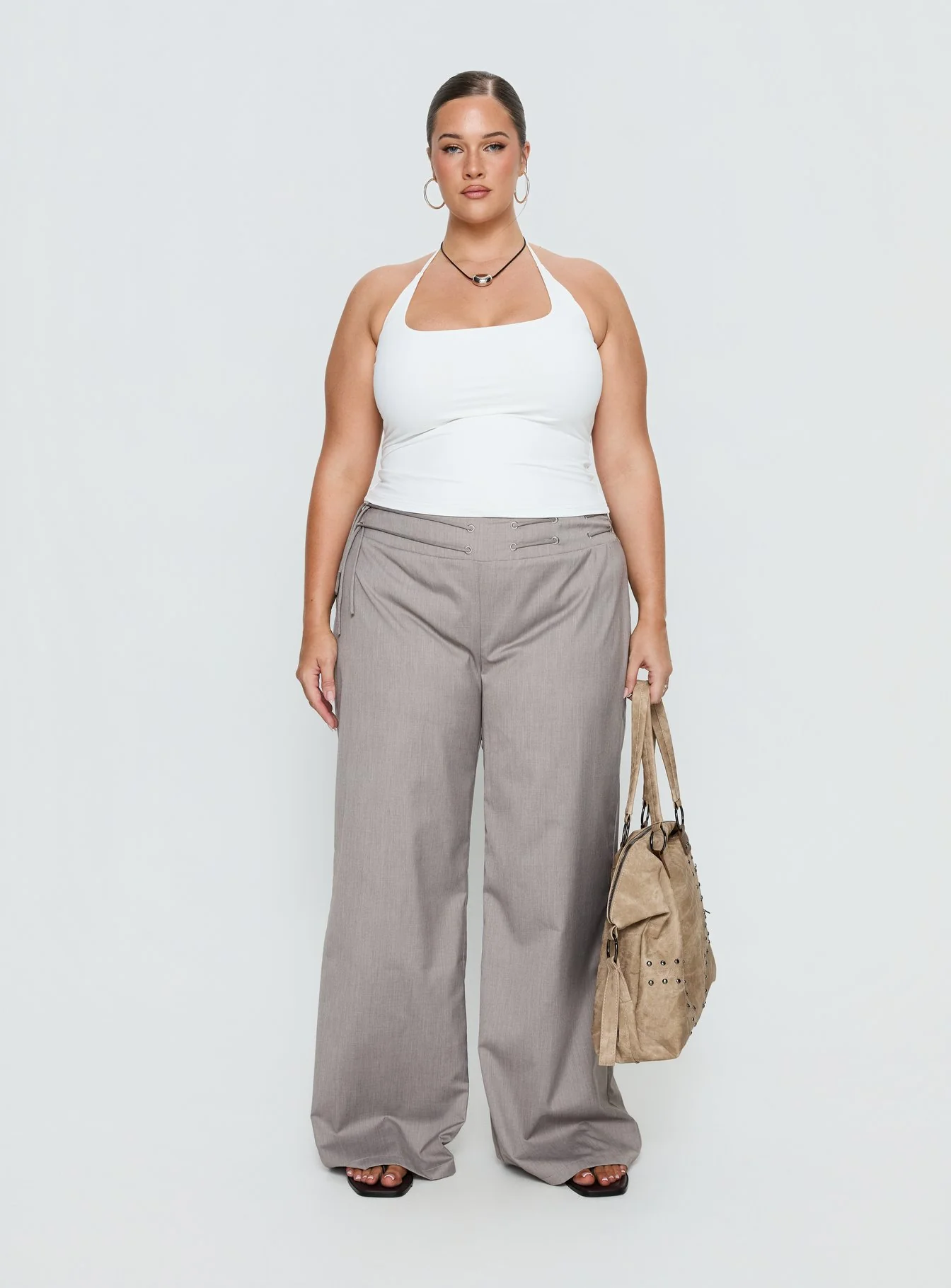 Just Have Fun Wide Leg Pant Grey Curve