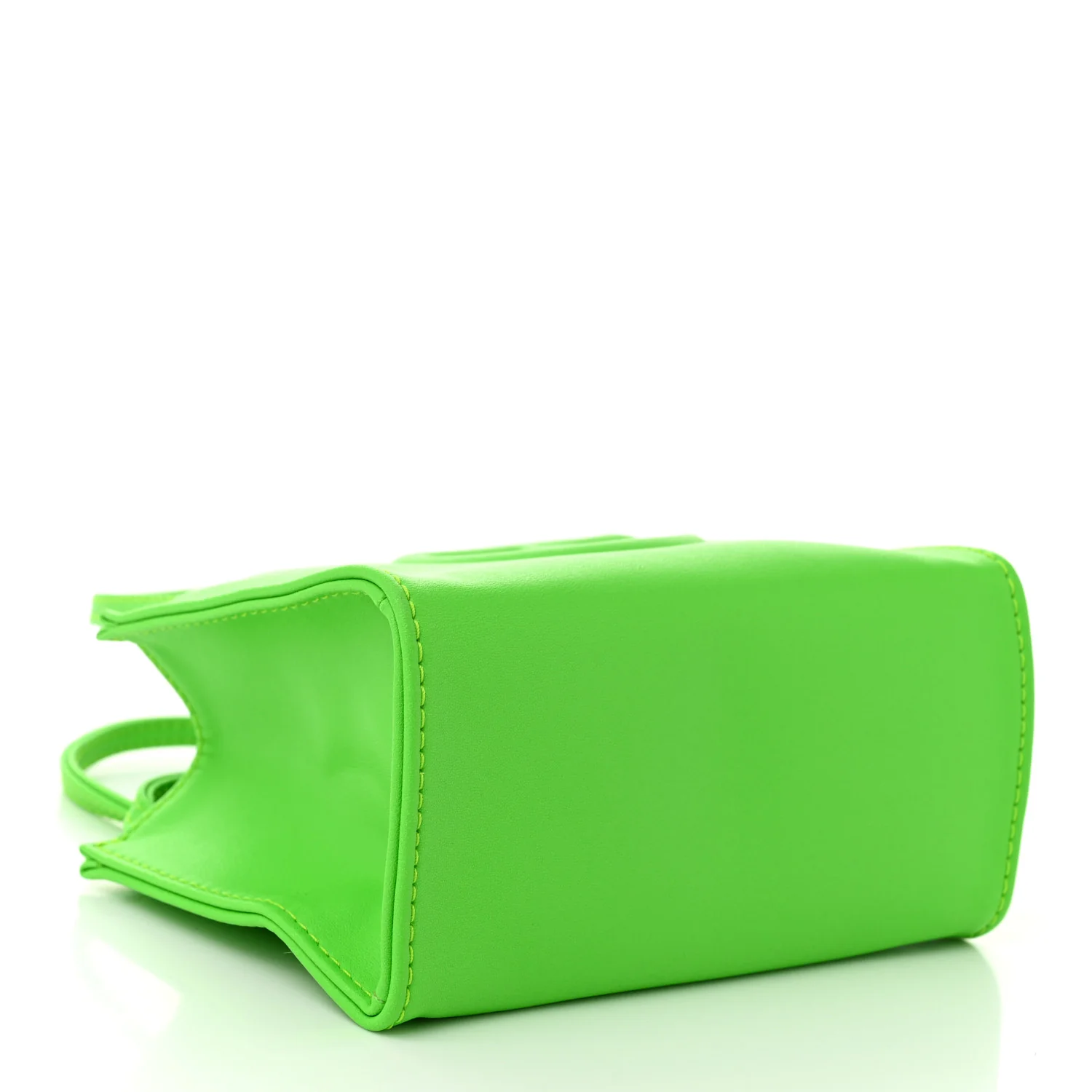 Vegan Leather Small Shopping Bag Highlighter Green - Top Club