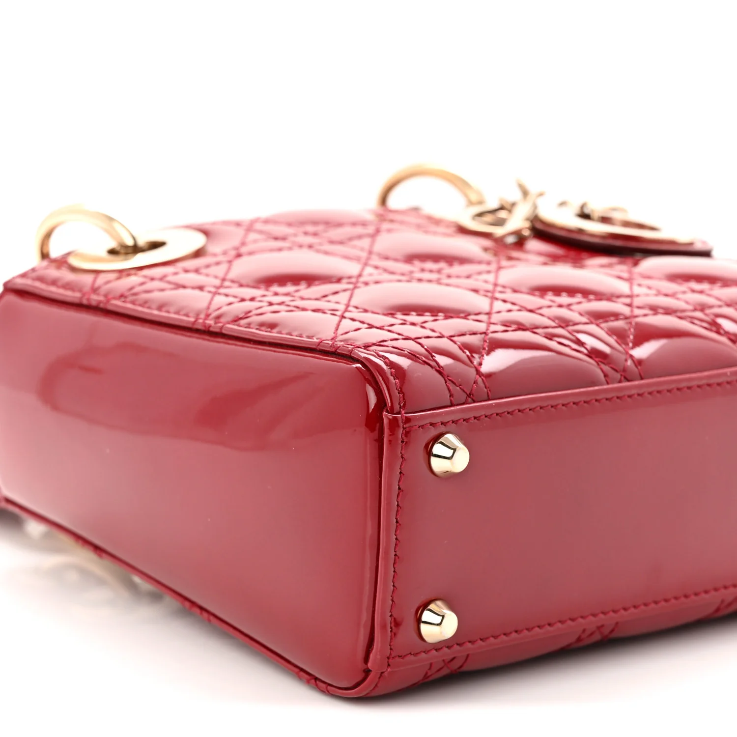 Patent Cannage Mini Lady Dior Red - Top Club