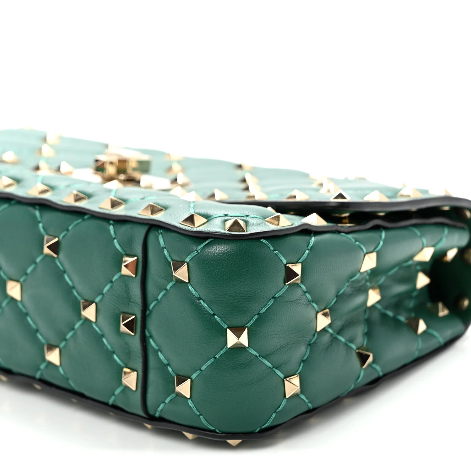 Nappa Small Rockstud Spike Shoulder Bag Gea Green - Top Club
