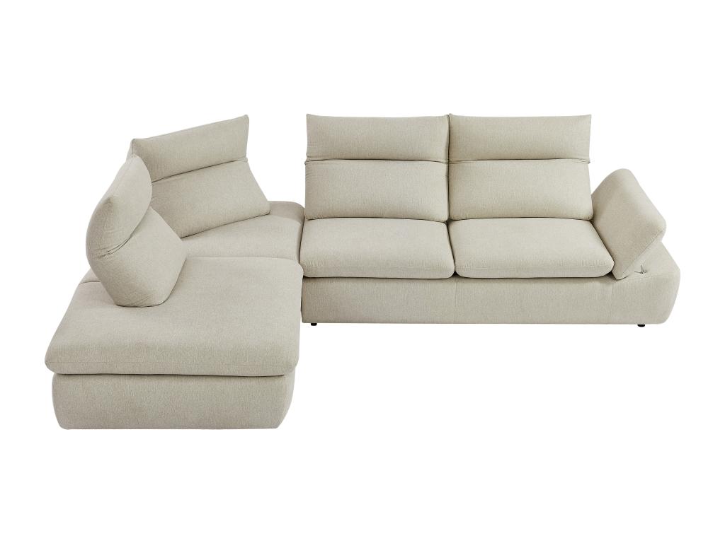Sofá esquinero reclinable con esquina izquierda - tela beige jaspeada