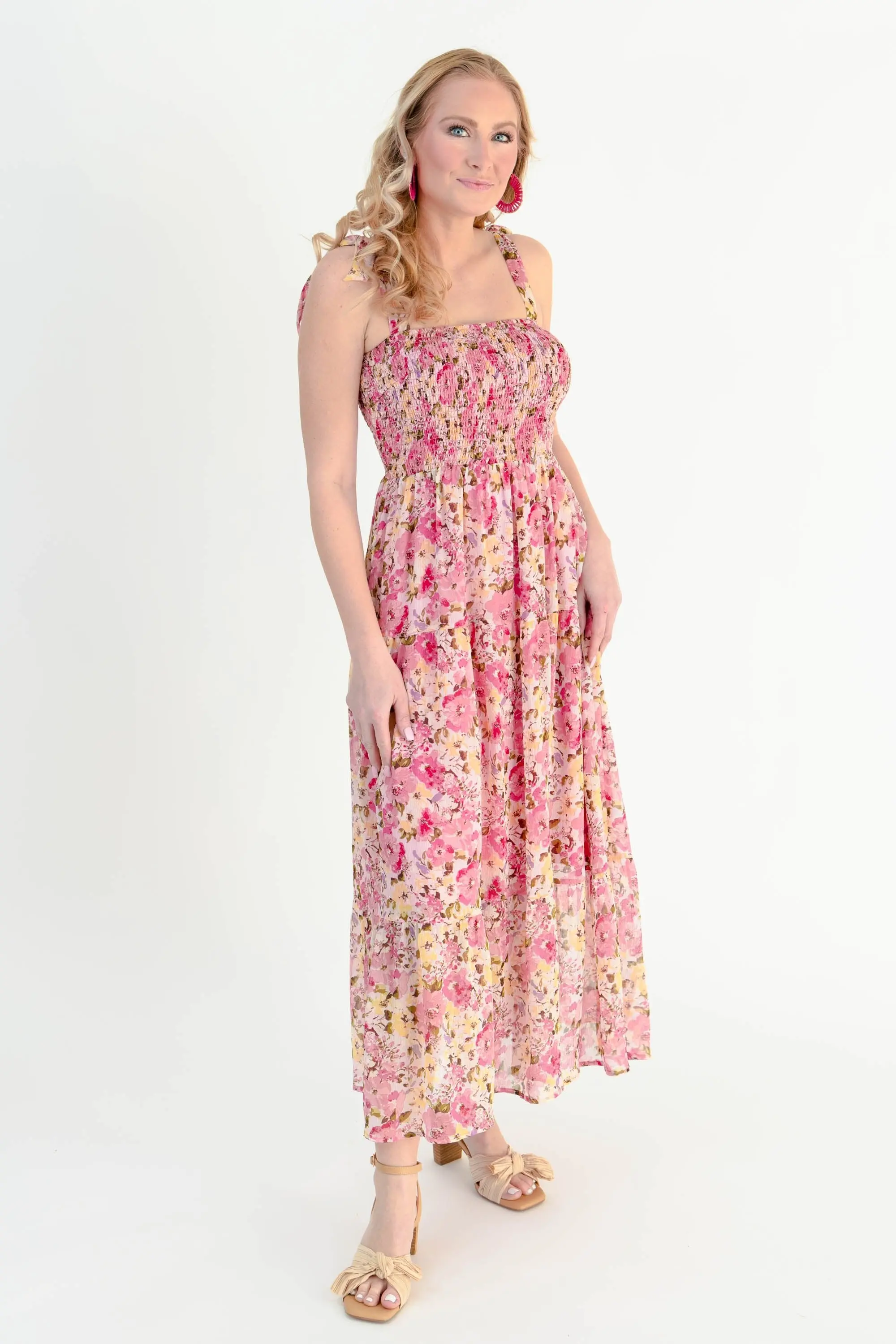 Enchanted Moments Floral Smocked Maxi Dress - ALJEGJ