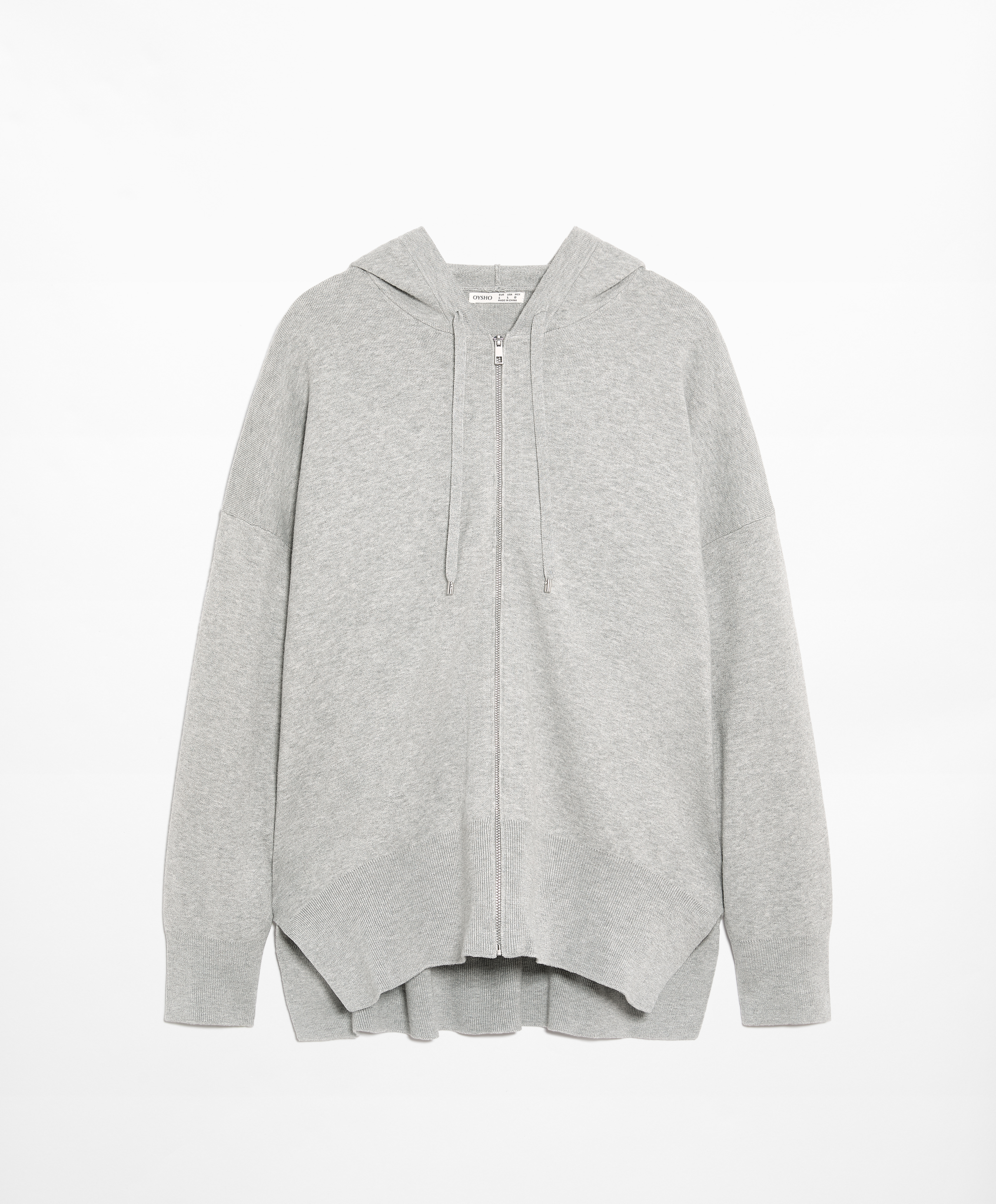 OYSHO Zipped knit hooded jacket