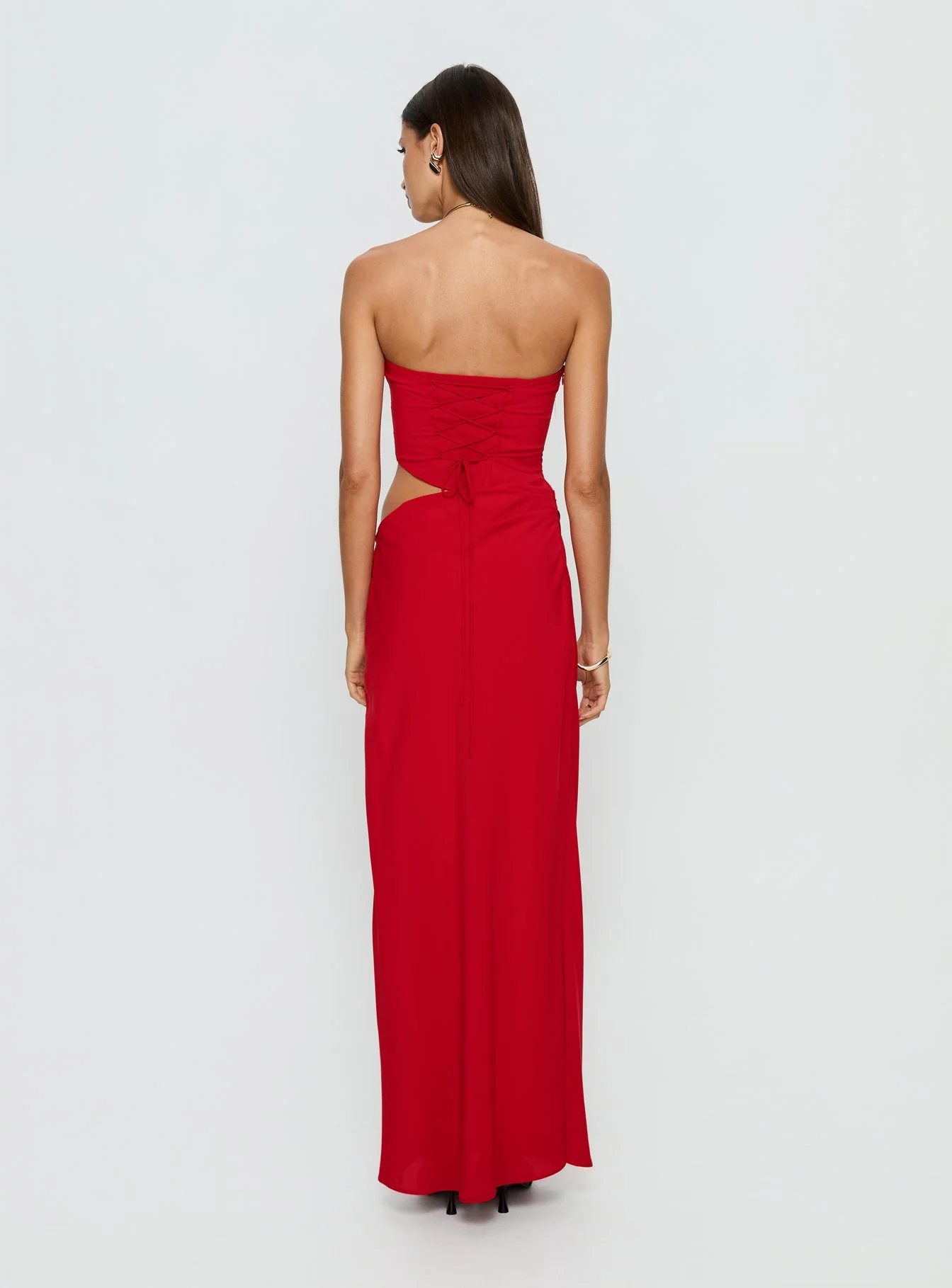 Jasira Strapless Drape Maxi Dress Bold Red