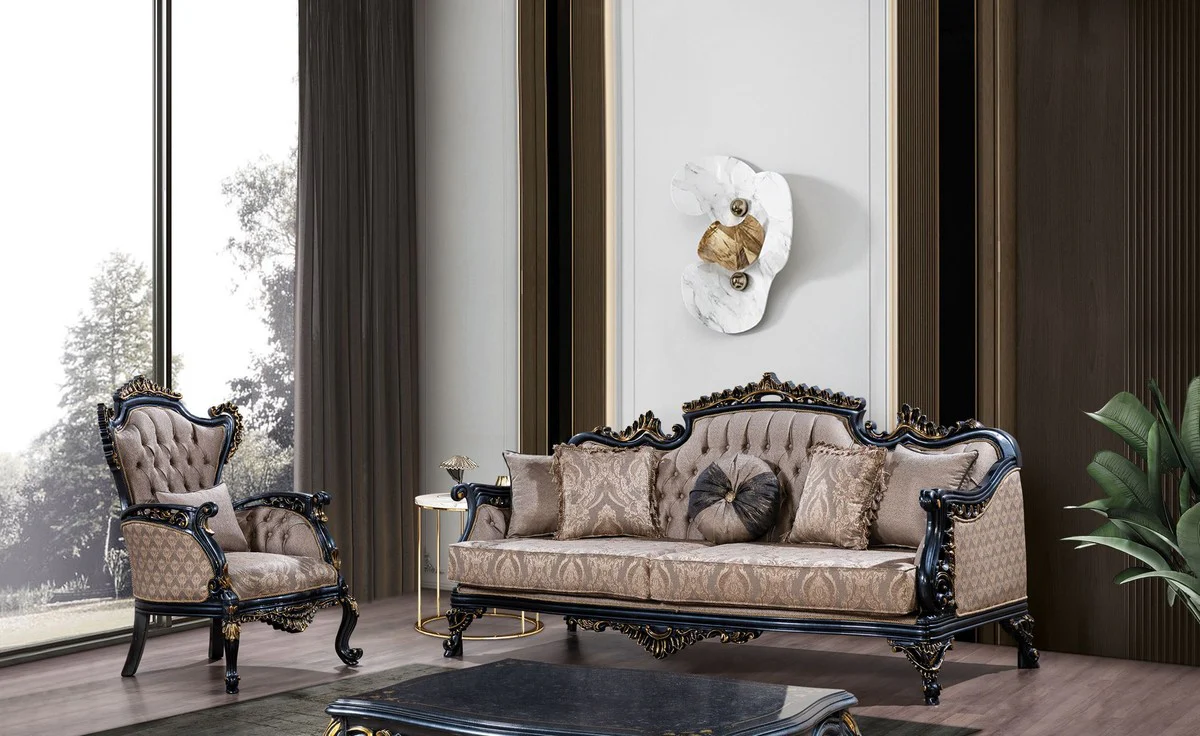 Luxury Baroque Coffee Table Blue / Gold - Handmade Baroque Style Living Room Table - Baroque Style Living Room Furniture - Baroque Furniture - Luxury Furniture in Baroque Style - Noble & Magnificent