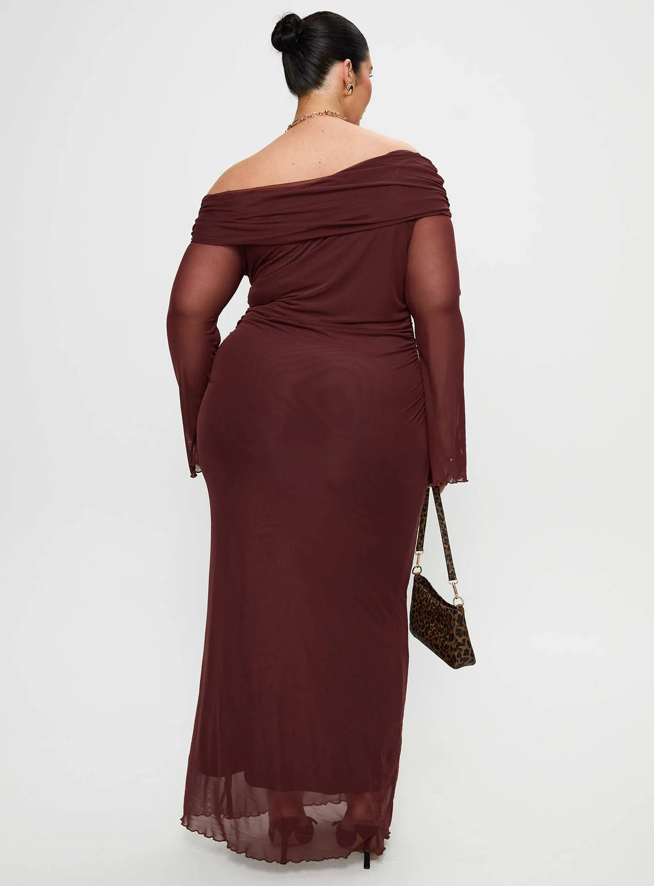 Consideration Long Sleeve Maxi Dress Chocolate Curve