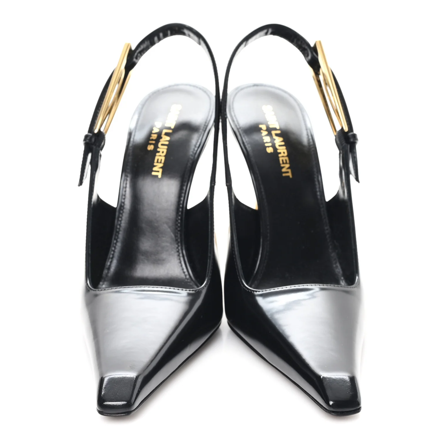 Glazed Calfskin Lee 110 Slingback Pumps 36.5 Black - Top Club