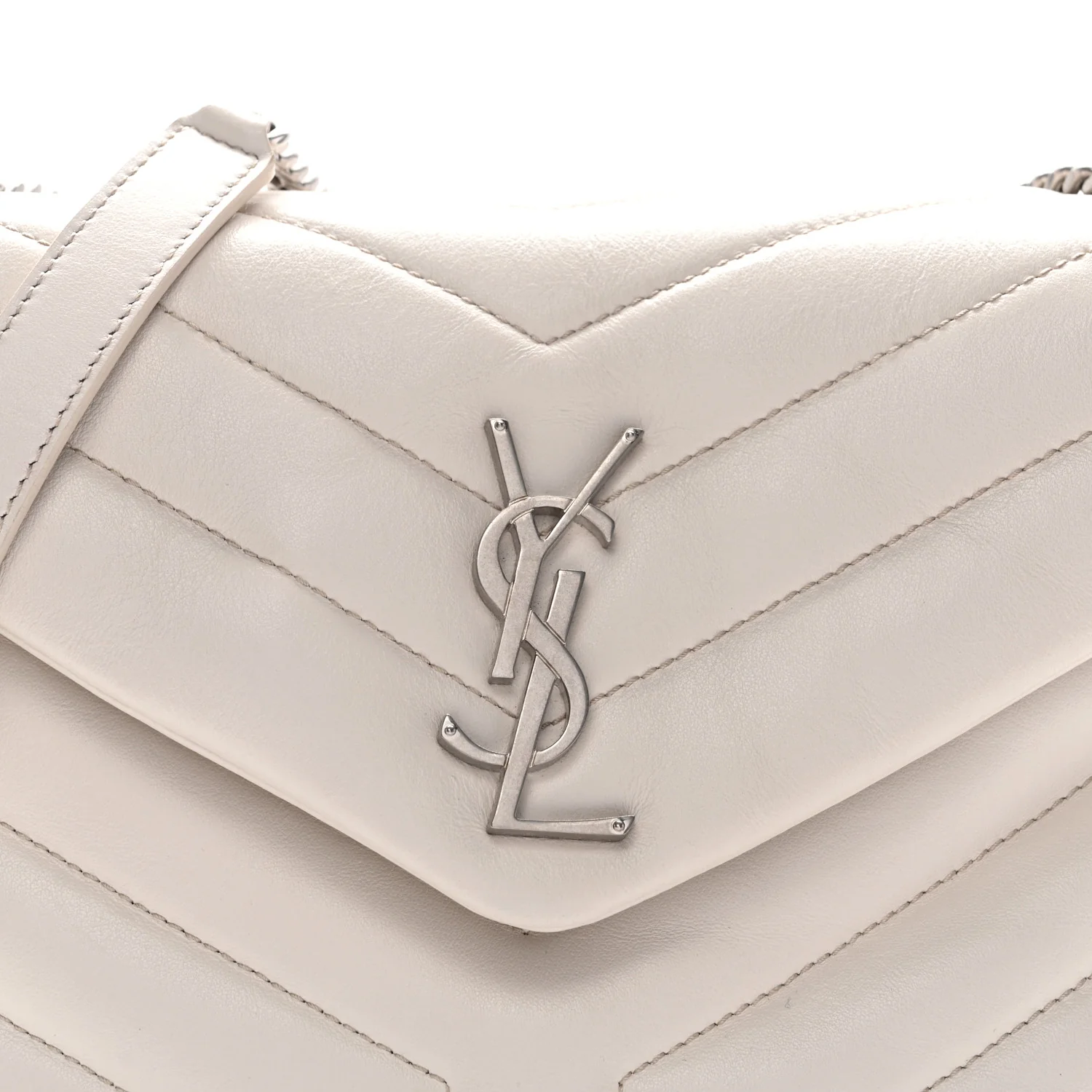 Calfskin Y Quilted Monogram Small Loulou Chain Satchel Ivory - Top Club