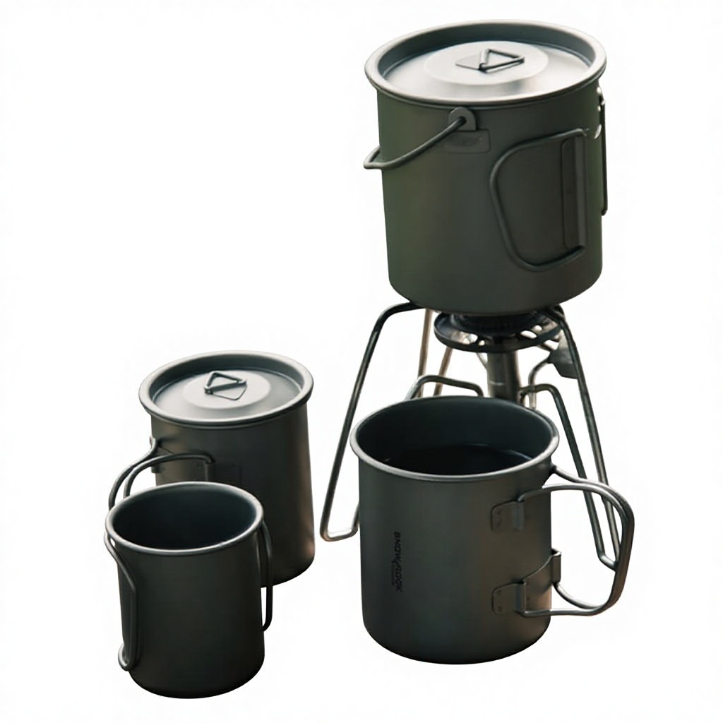 Pure titanium folding handle water cup for camping
