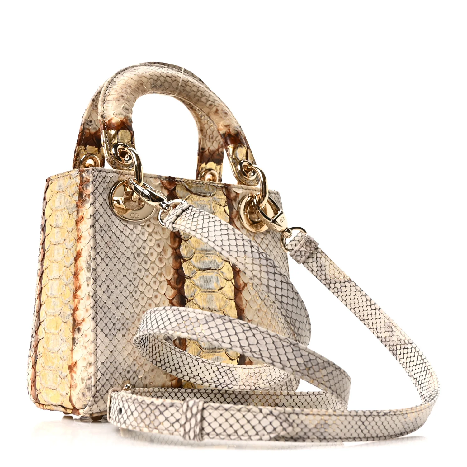 Snakeskin Mini Lady Dior Beige Gold - Top Club