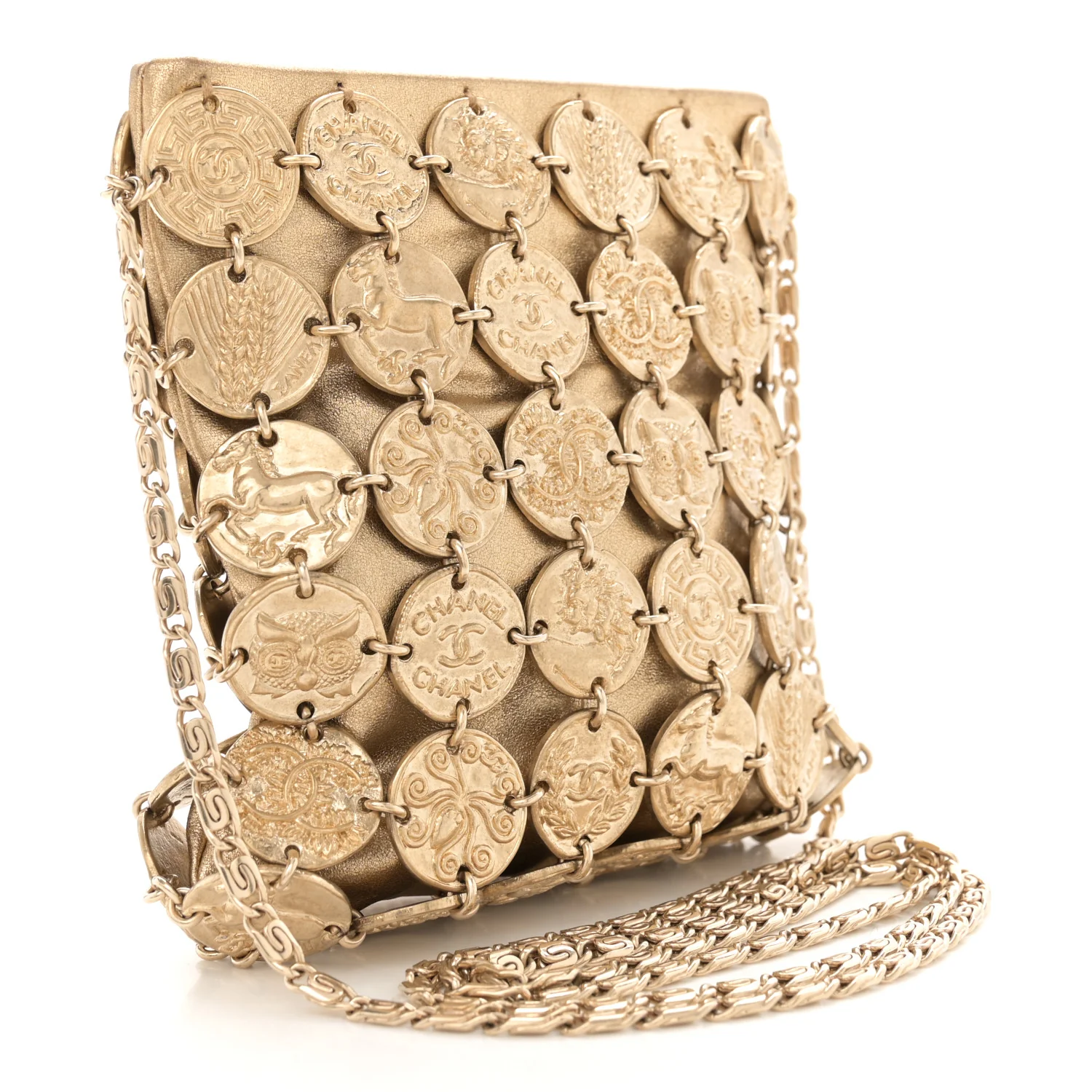 Metallic Calfskin Medallion Shoulder Bag Gold - Top Club