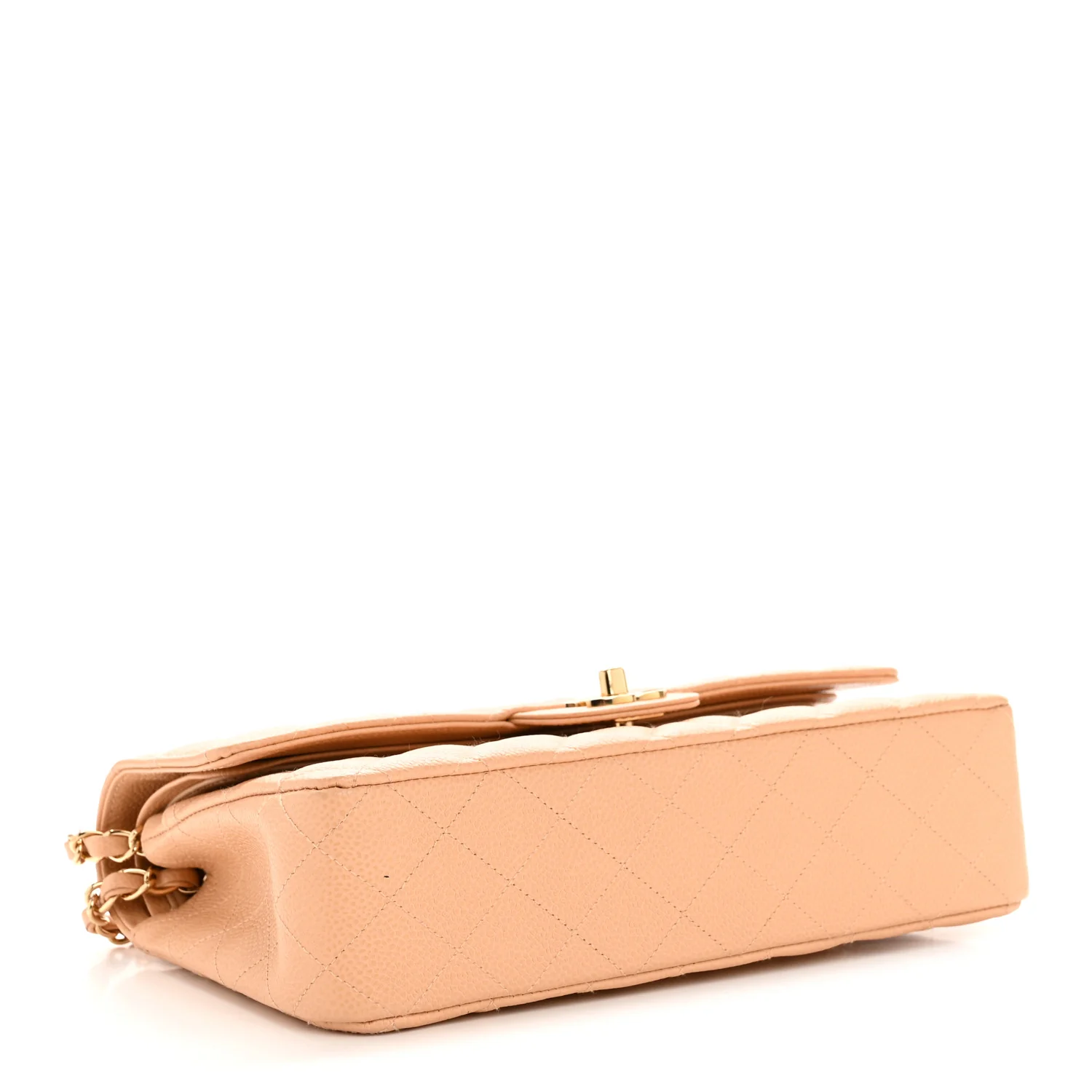 Caviar Quilted Medium Double Flap Beige Clair - Top Club