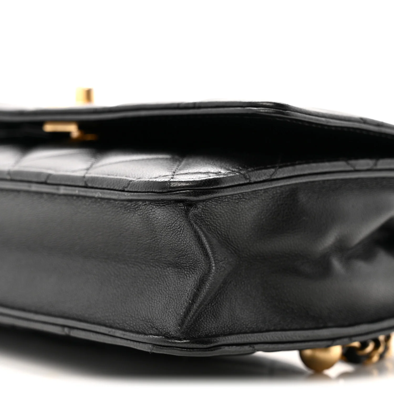 Lambskin Quilted CC Pearl Crush Wallet on Chain WOC Black - Top Club