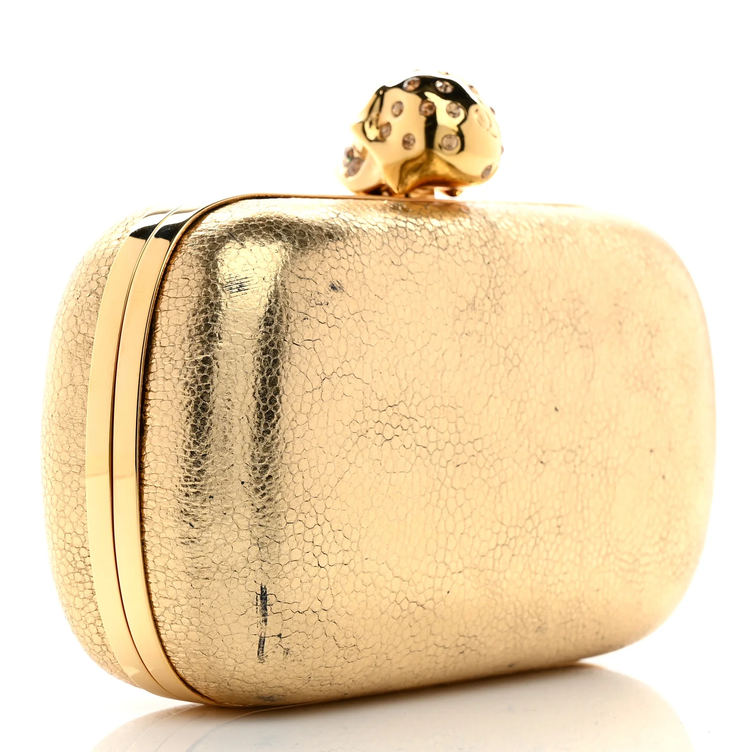 Metallic Nappa Skull Box Clutch Gold - Top Club