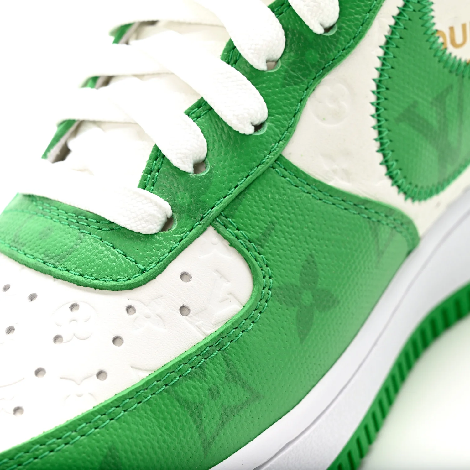 X NIKE AIR FORCE 1 Calfskin Monogram Mens Low Top Sneakers 8 Green - Top Club