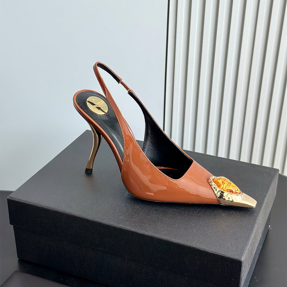 YSL Loulou Slingback Pumps in Patent Leather - Top Club