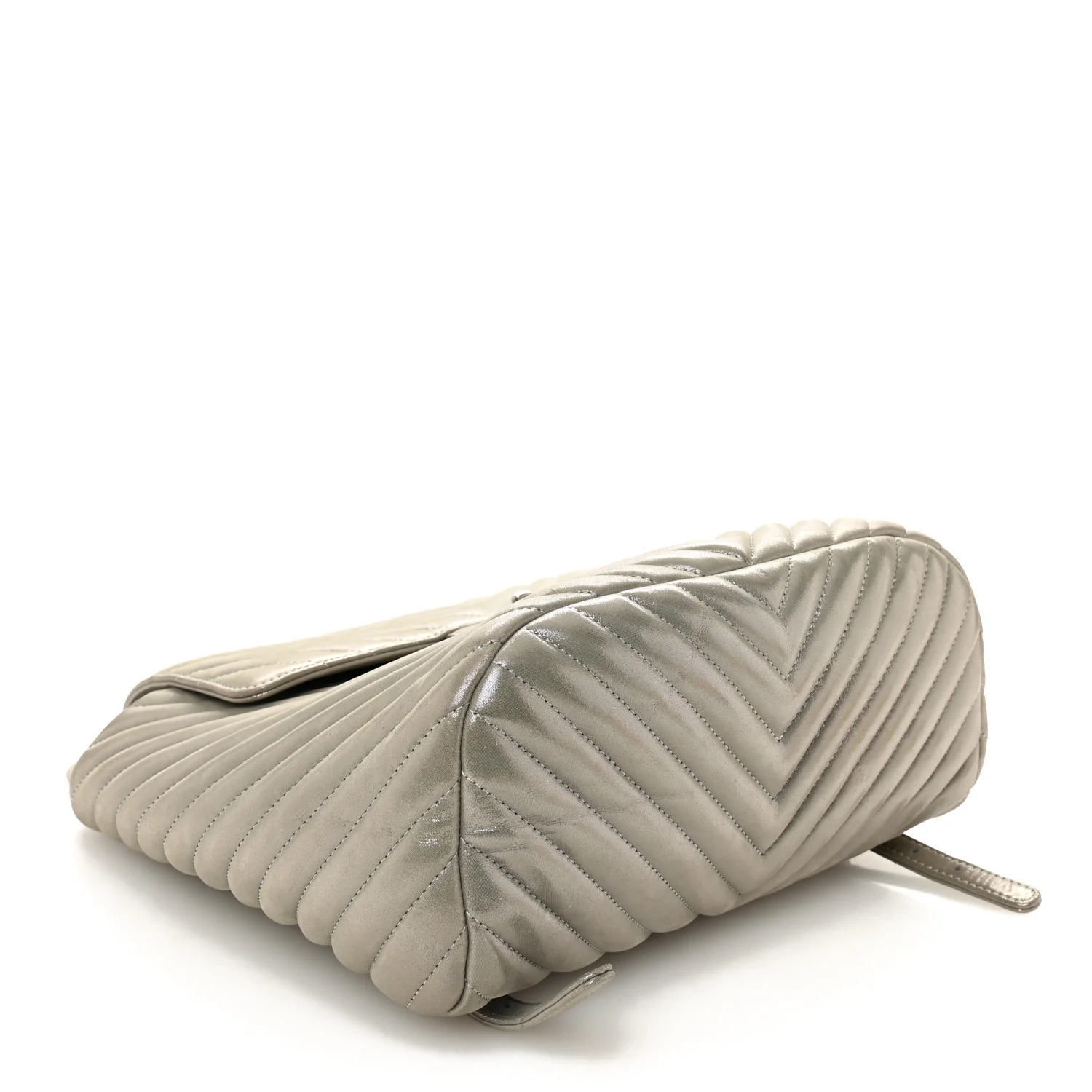 Iridescent Calfskin Chevron Quilted Small Urban Spirit Backpack Silver - Top Club