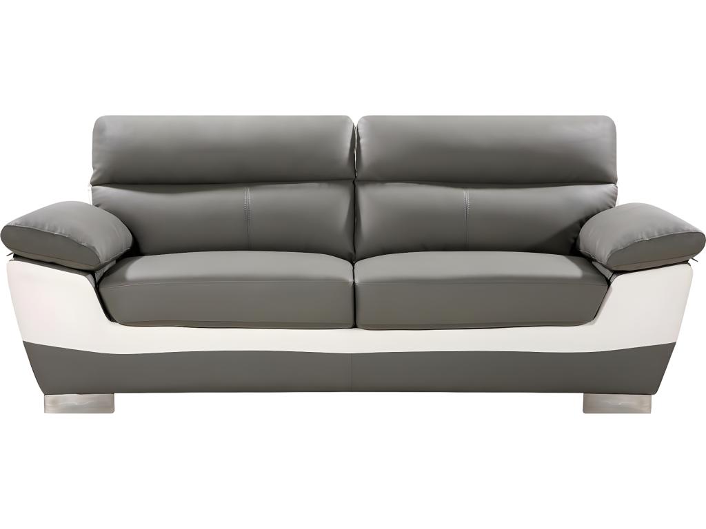 Sofá cuero reconstituido / pvc dallas - 3 plazas gris/blanco