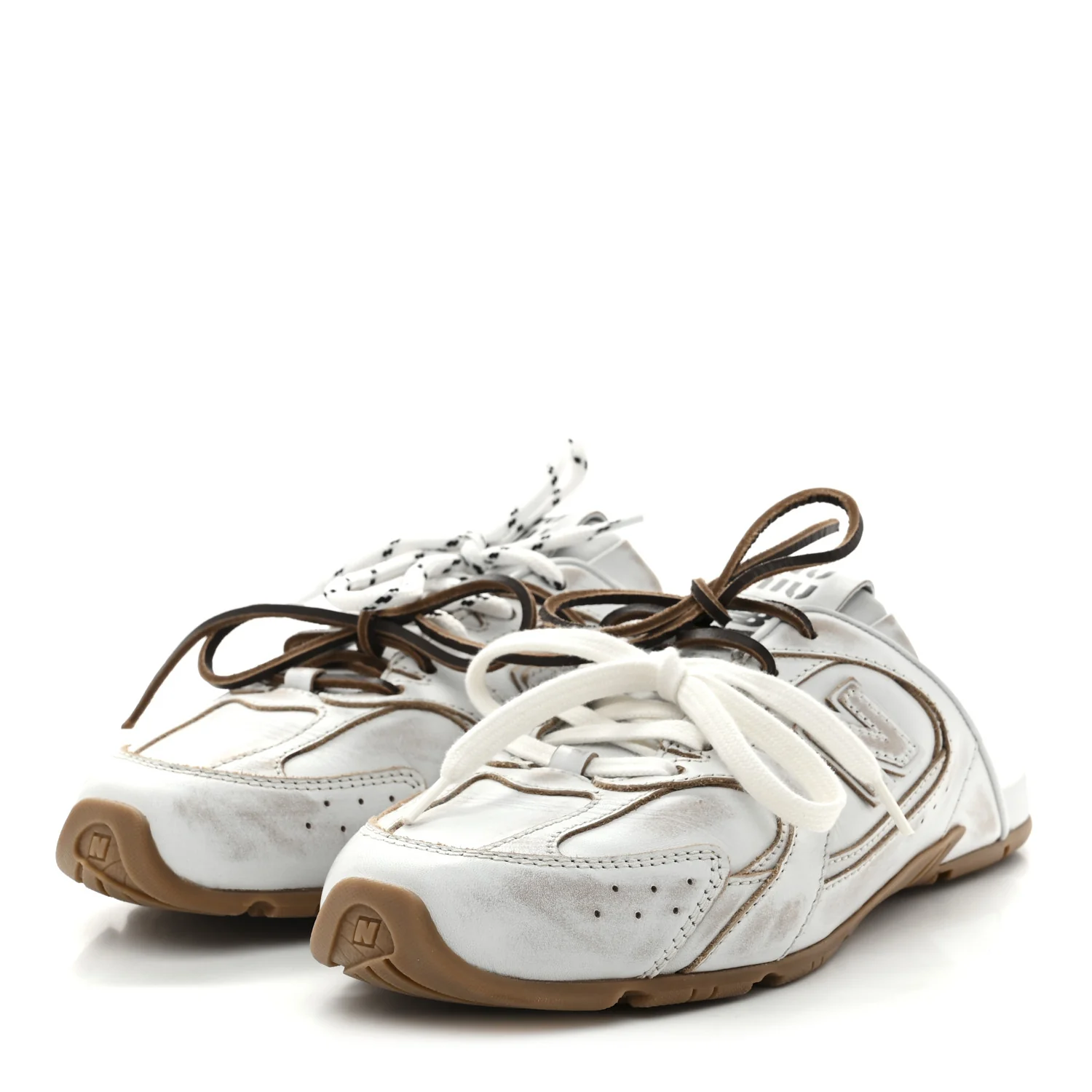 X NEW BALANCE Bleached Calfskin 530 SL Slip-On Sneakers Mules 39 White - Top Club