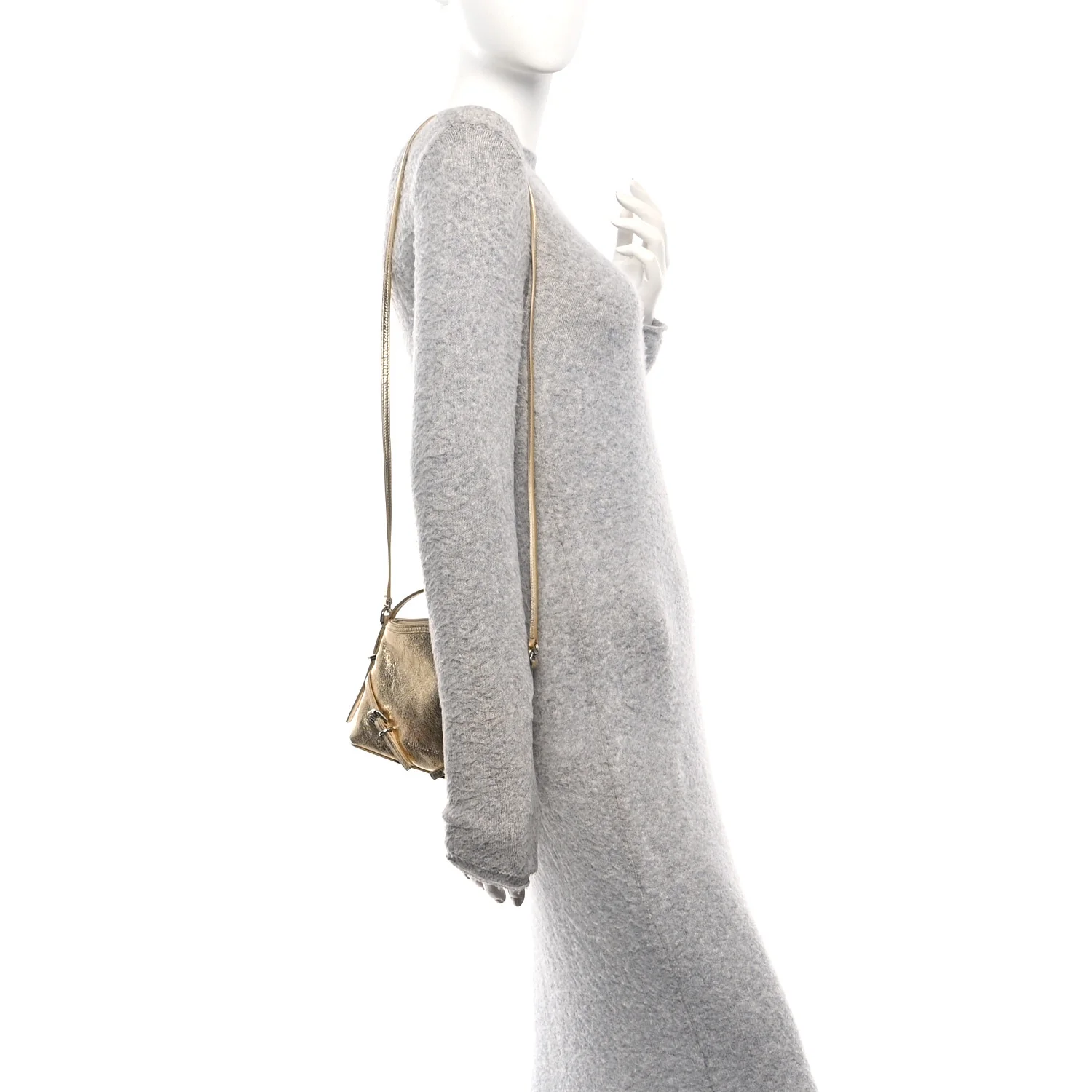 Metallic Tumbled Calfskin Nano Voyou Bag Golden Sand