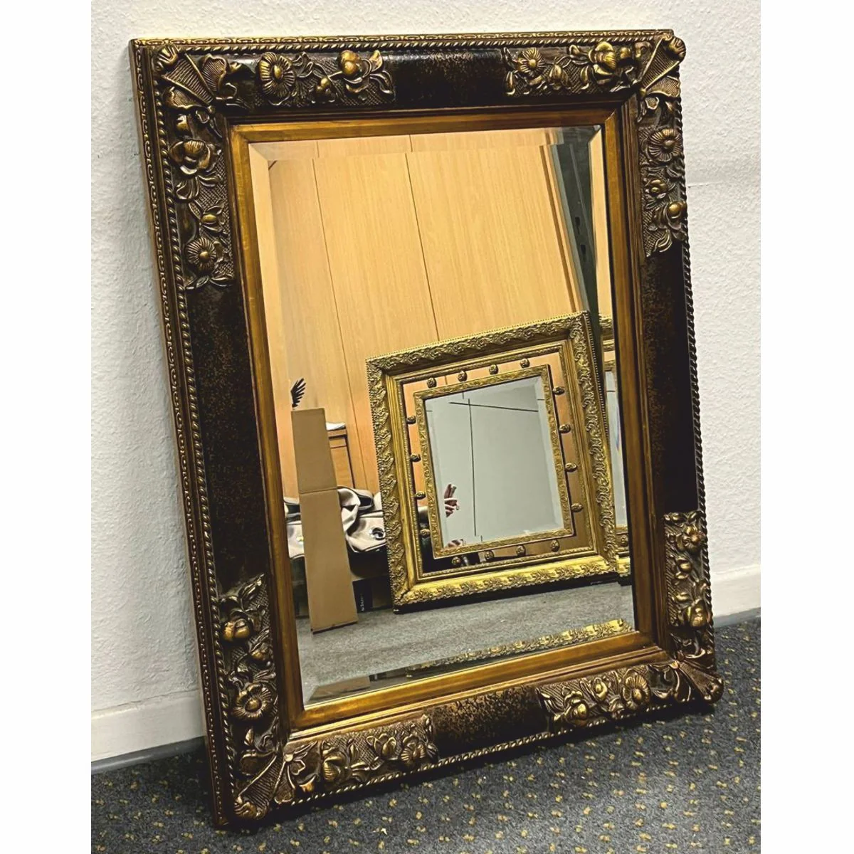 Baroque mirror black / antique gold H. 94 cm - Baroque style furniture