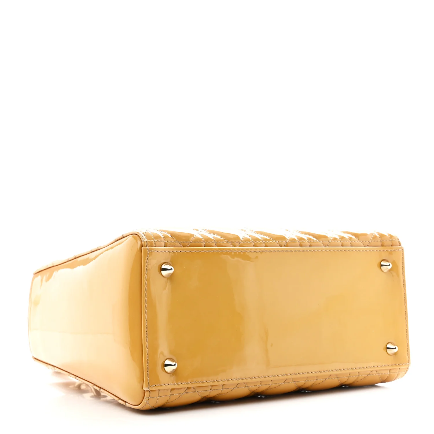 Patent Cannage Medium Lady Dior Dark Beige - Top Club