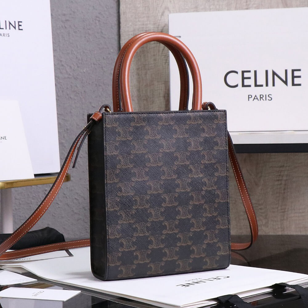 CELINE Mini Vertical Cabas IN Triomphe Canvas with Celine print - Top Club